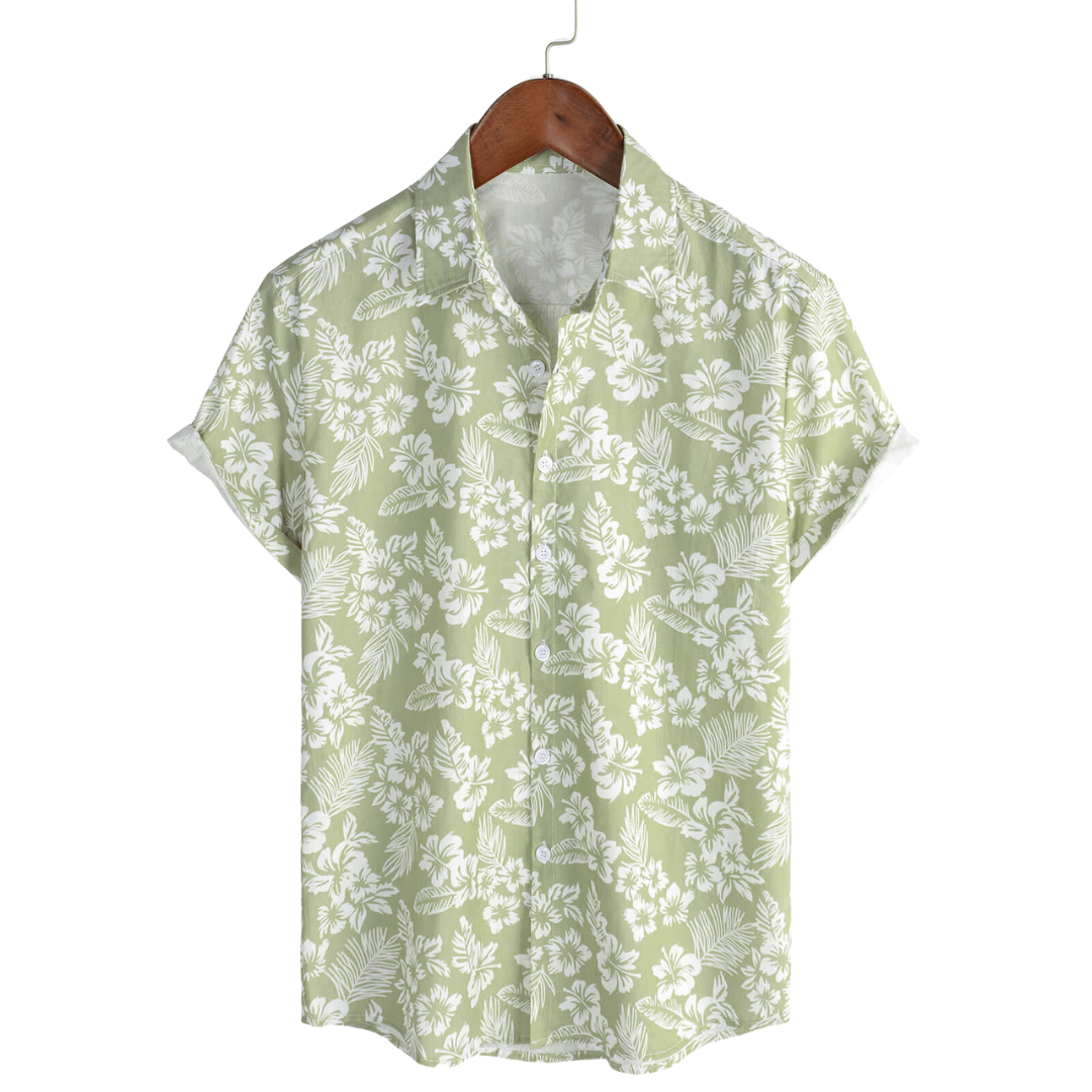 Julien l Hawaïblouse met korte mouwen en bloemenpatroon