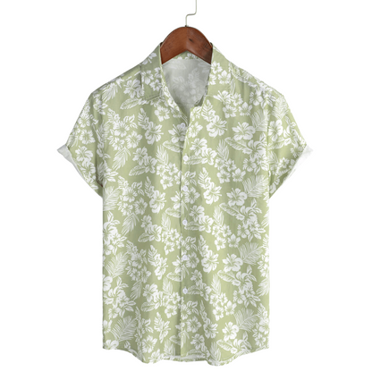 Julien l Hawaïblouse met korte mouwen en bloemenpatroon