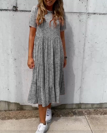 Hilda | Jurk met korte mouwen en bloemenprint