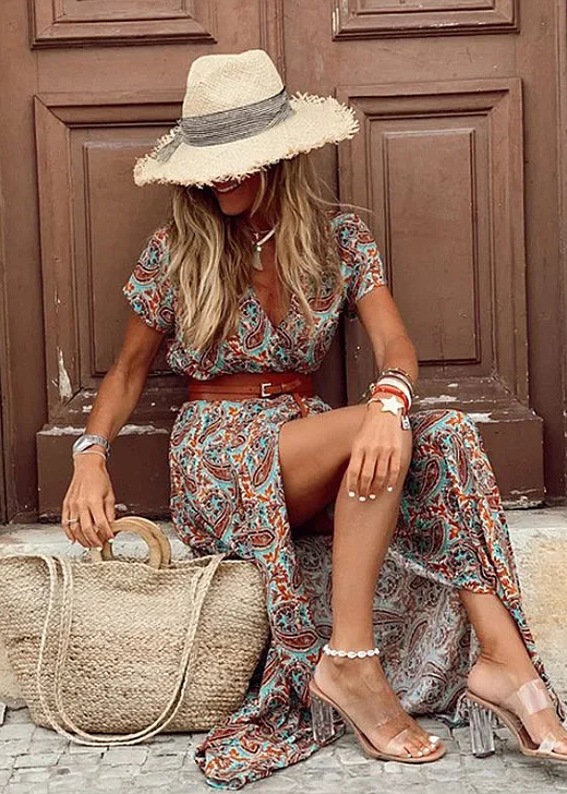 Ilsa l Luchtige boho maxi-jurk met bijpassende riem